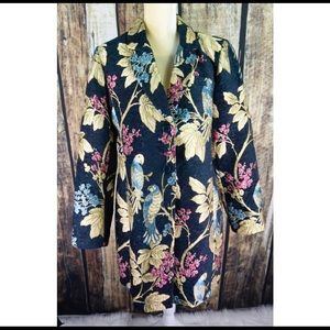 NWT Anthro Cartonnier Navy Blue Printed Coat